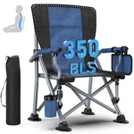 Blue Portable Camping Chair Heavy Duty Folding W/ Cup Holder Oversized. Fixed Price $54.99.