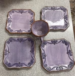 4 Tabletops Machiata (purple)dessert Plate Scrolls, Hand Painted 1 Cup #38. Fixed Price $60.00.