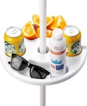 Zonetech White Beach Umbrella Table Tray With Cup Holders And Snack Compartments. Fixed Price $22.99.