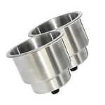 Yuanhe 2PCS Stainless Steel Cup Drink Holder With Drain For Universal, Silver. Fixed Price $22.00.