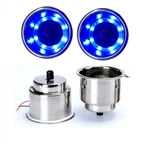 2X Blue Led Stainless Steel Cup Drink Holder With Drain & Car Boat Rv Camper. Fixed Price $18.89.